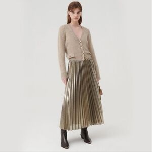 Marella Pleated Jersey Skirt in Gold